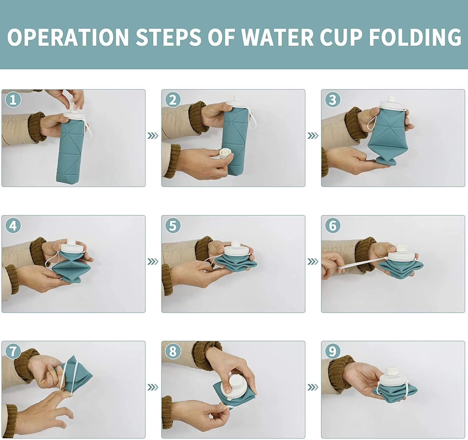 Silicone Foldable Water Bottle 600ml | Portable Travel Sports Water Bottle - Image 6