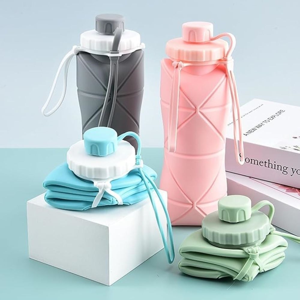 Silicone Foldable Water Bottle 600ml | Portable Travel Sports Water Bottle - Image 8