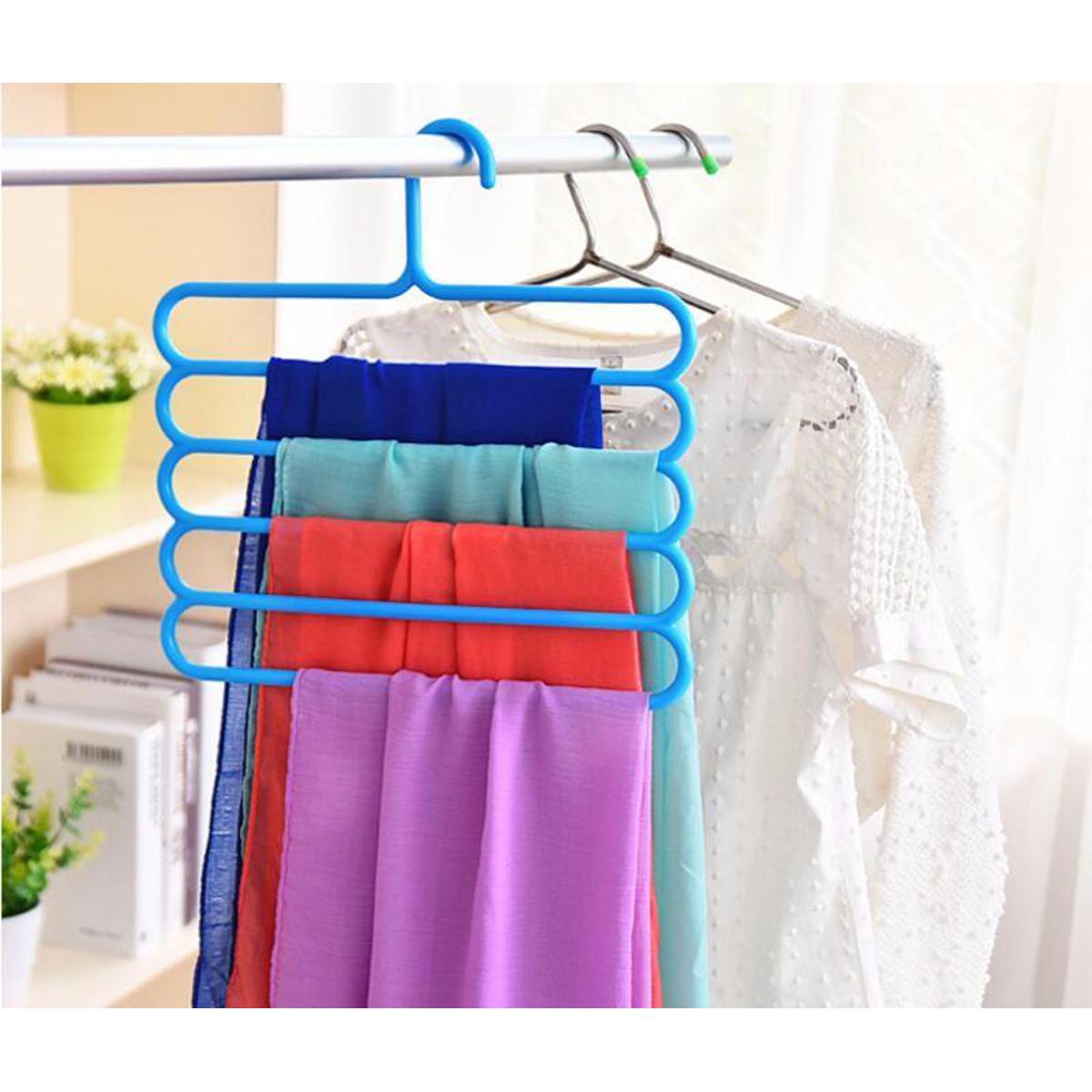 Multi-Purpose Plastic 5 Layers Suspension Pants, Clothes Tie Scarf Towels Storage Organizer