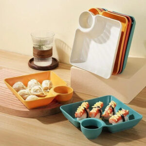 4pc Square Snack Dumpling Plate Set