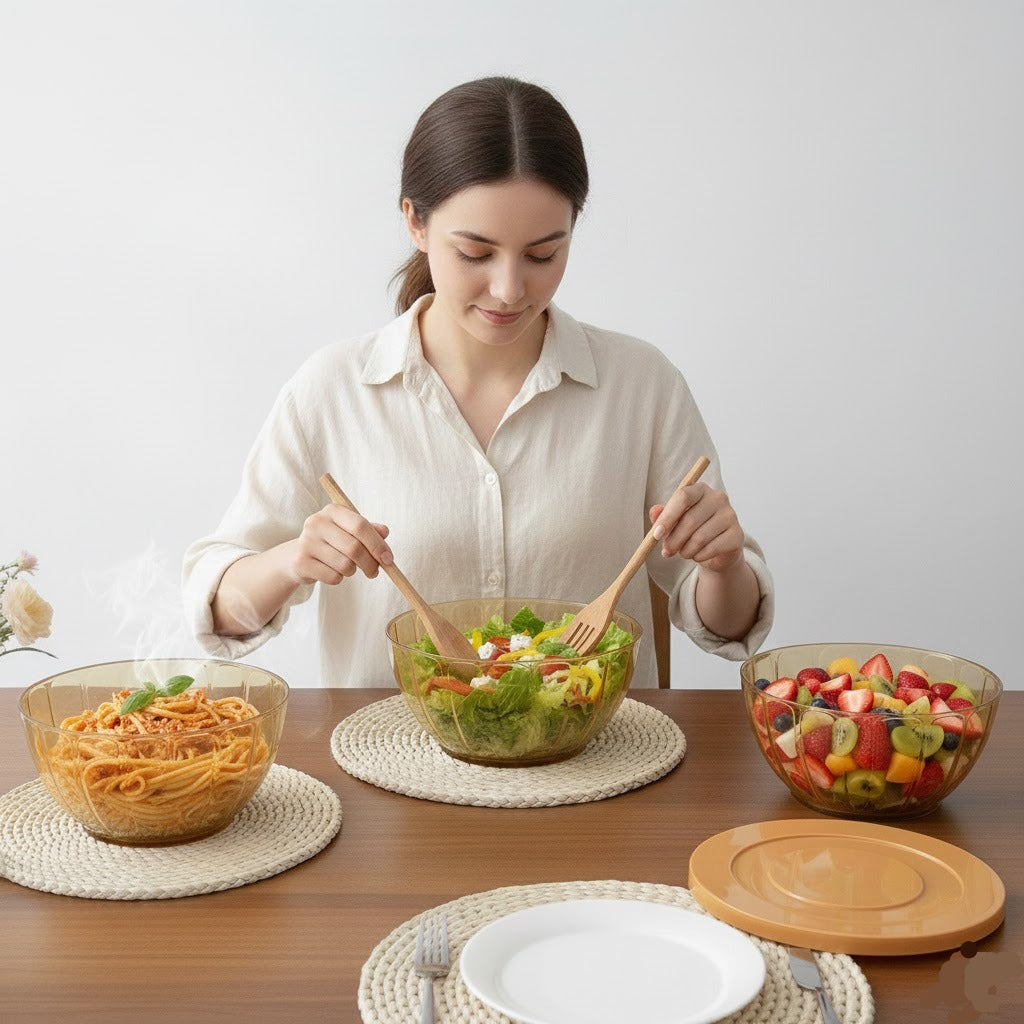 Unbreakable Plastic Food Bowl with Lid - Image 5