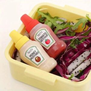 Pack of 2 Mini Sauce Bottles - Portable Condiment Dispensers