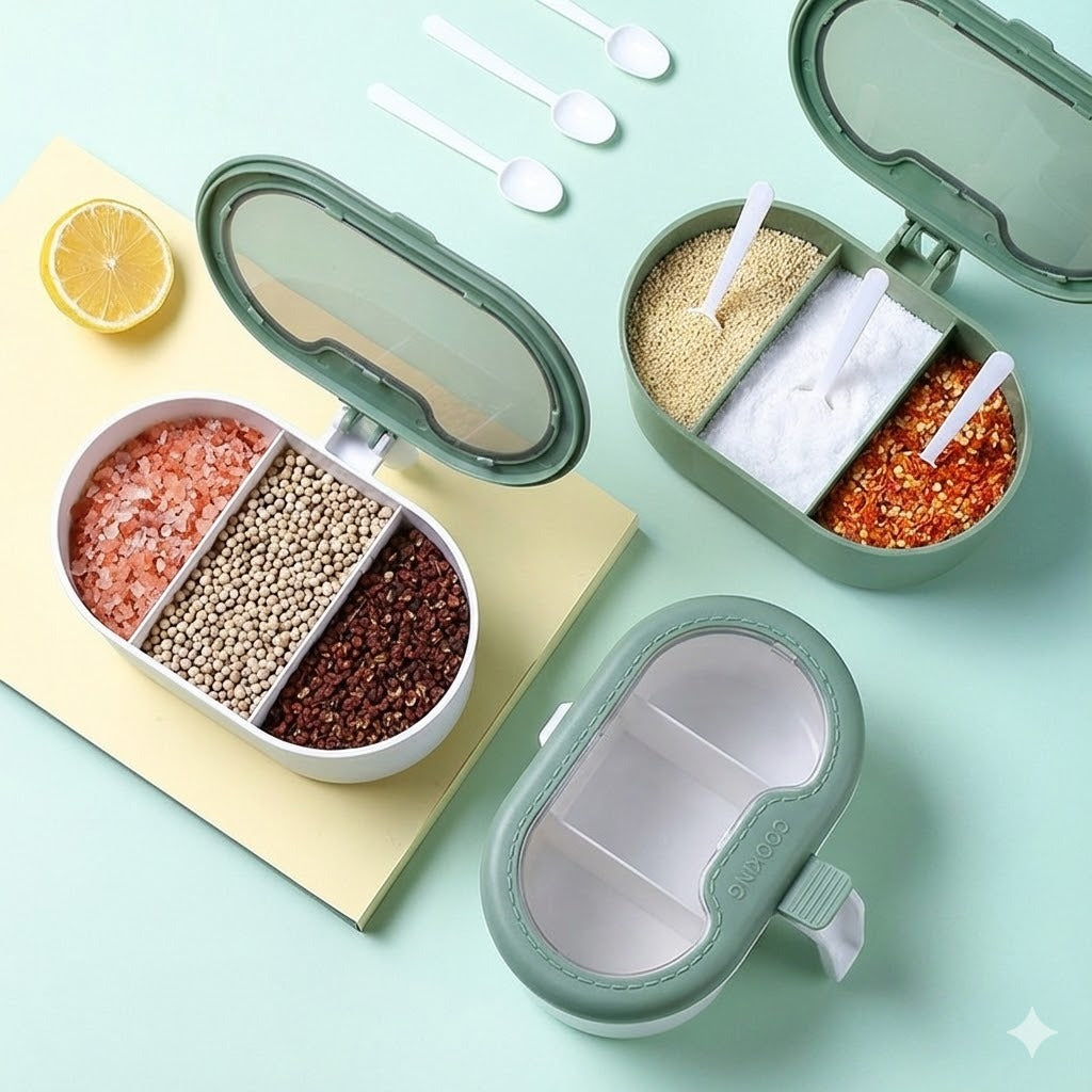 3 Compartment Gesture Design Spice Box - Image 2