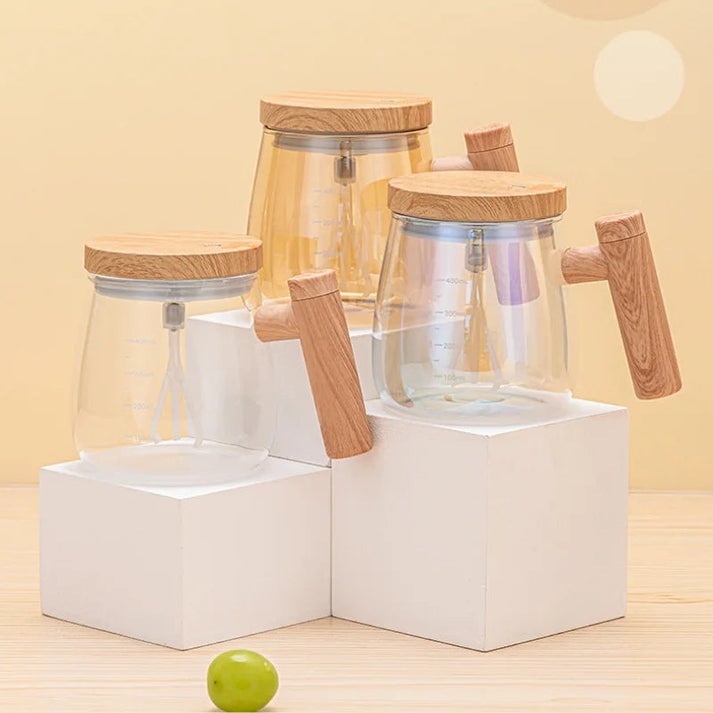 Self Stirring Coffee Cup With Wooden Handle - Image 4