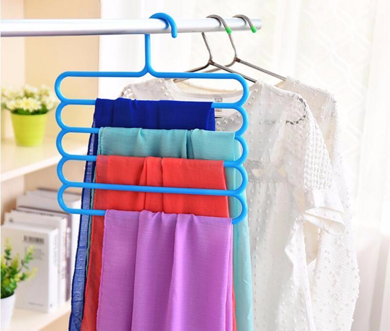 Multi-Purpose Plastic 5 Layers Suspension Pants, Clothes Tie Scarf Towels Storage Organizer - Image 2