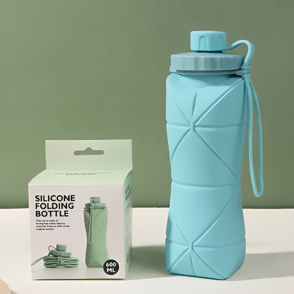Silicone Foldable Water Bottle 600ml | Portable Travel Sports Water Bottle - Image 2