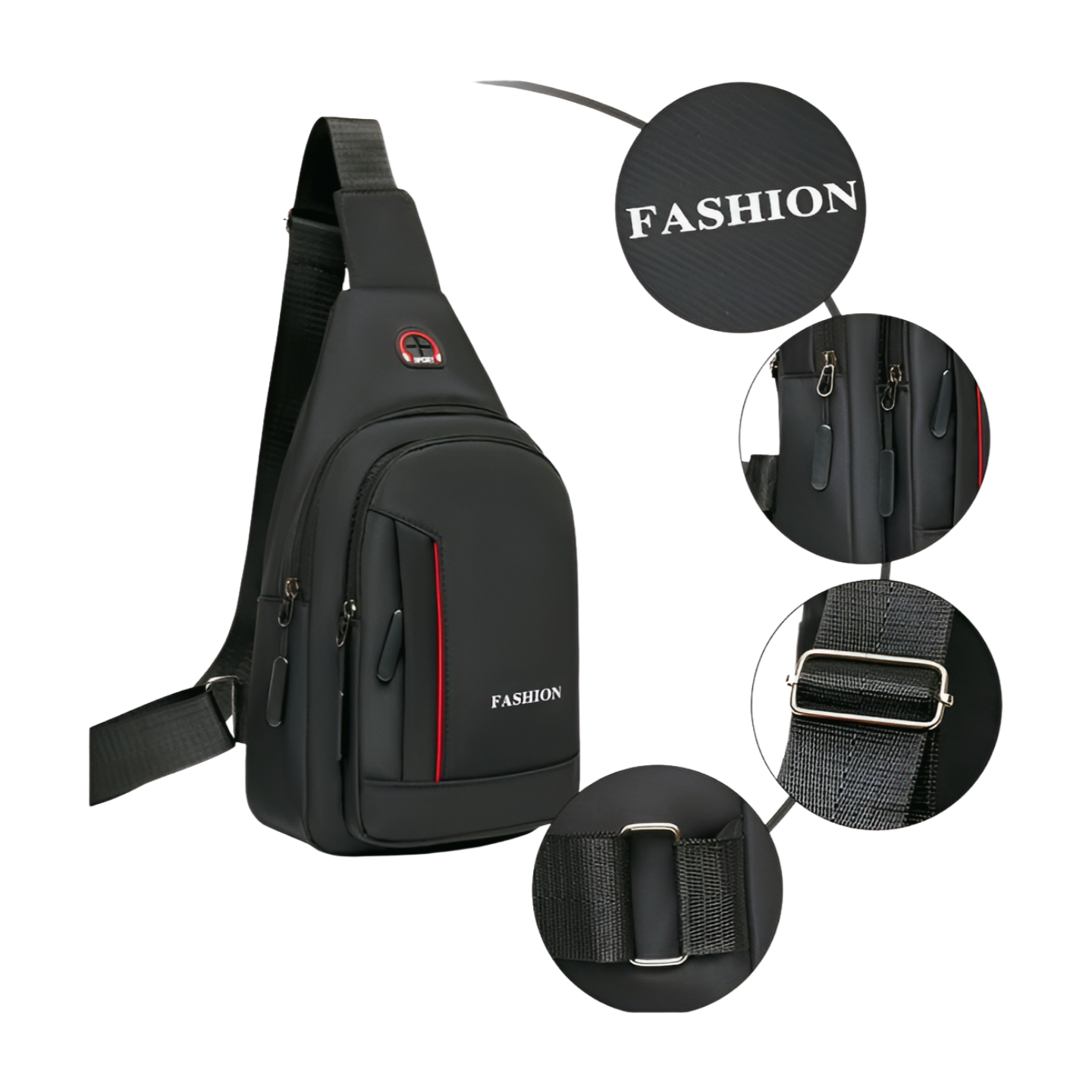 Water-Resistant Nylon Side Bag for Men - Compact Crossbody Chest Pack with Phone Pocket - Image 6