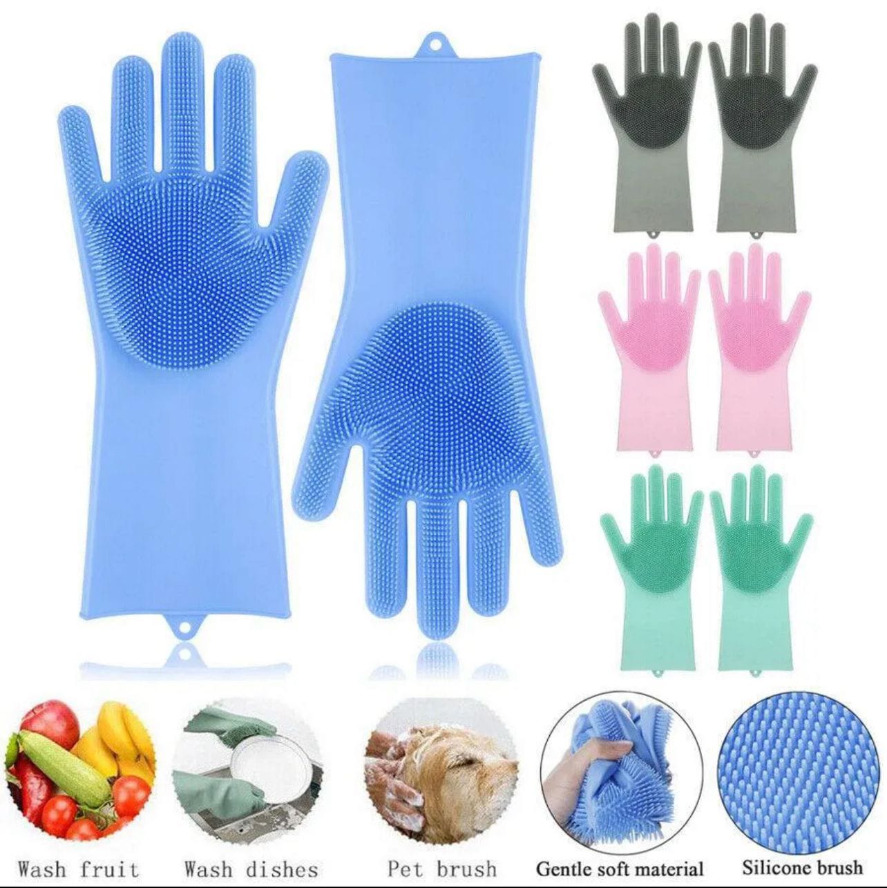 Silicon Washing Gloves High Quality Big Size - Household Accessory Designed For Cleaning And Washing Routine (Random Color) - Image 7