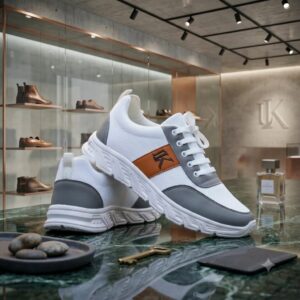 Sports Shoes for Men High-Top Textured With Neon Accents Matte Black & Grey