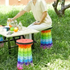 Portable Telescopic Stool Lightweight Collapsible Folding Seat For Camping Fishing Hiking And Outdoor Activities With Adjustable Height (Random Color)