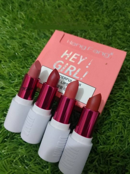 HengFang Hey Girl Mini Velvet Matte Lipstick Set | High Pigment Long-Lasting Lip Color | Pack of 4 Shades - Image 2