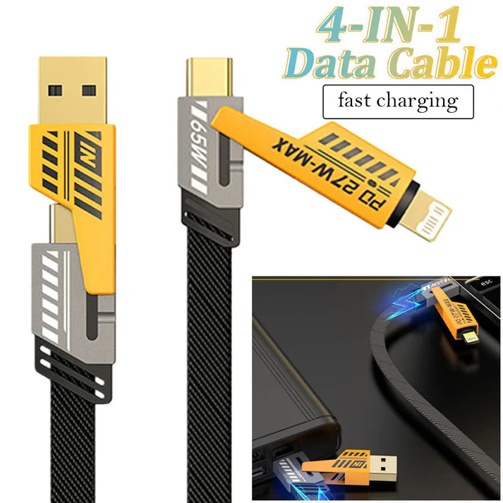 4-in-1 Multi USB Charging Cable – USB-C to USB-C, USB-C to Lightning, USB-A to USB-C, USB-A to Lightning | Fast PD Charger Cord for iPhone, iPad, Samsung, MacBook
