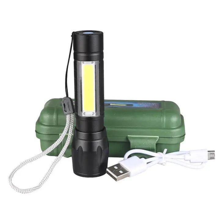 Portable LED Flashlight – Mini Rechargeable Torch With Side Light & Waterproof - Metal Body - Image 3