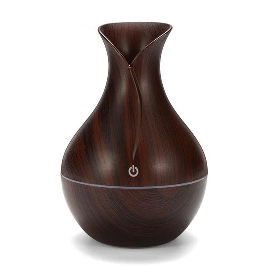 MMTS Mini Ultrasonic USB Wood Grain Air Humidifier with LED Night Light
