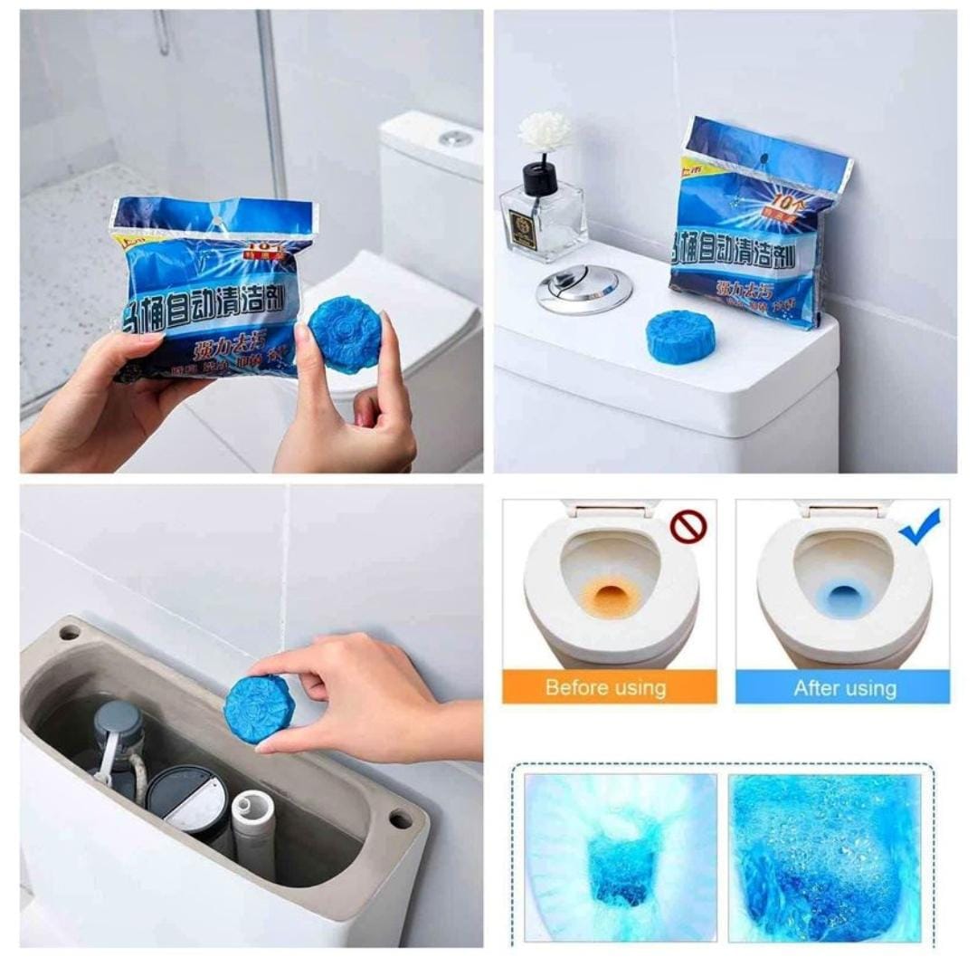 Eco-Friendly Toilet Bowl Cleaner & Deodorizer Tablets (10pcs) – Automatic Tank Flush Blue Cleaning Tablets for Fresh & Hygienic Toilets - Image 6