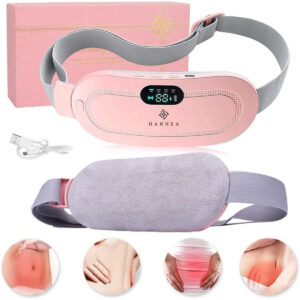 Portable Menstrual Heating Pad Belt for Women – Electric Period Pain Relief Massager with 3 Heat Levels & 4 Massage Modes - With Box
