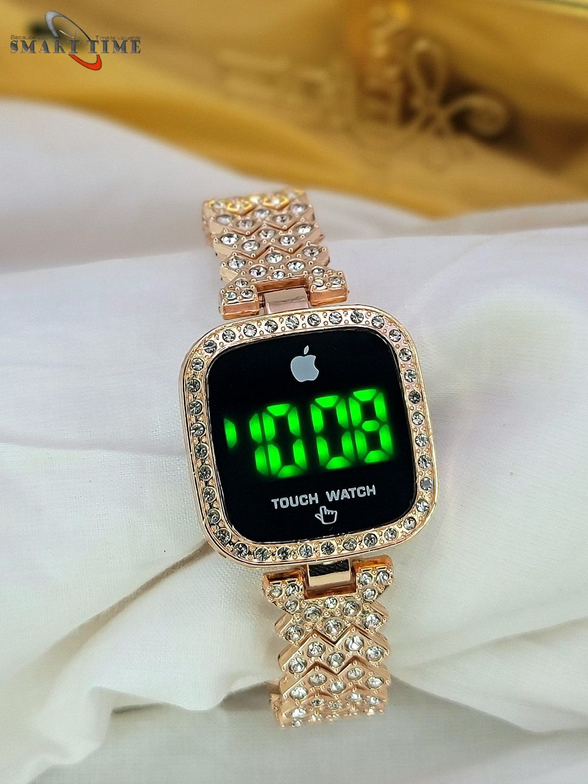 Full Diamond Touch Screen LED Watch with Premium Steel Chain for Women - Image 4