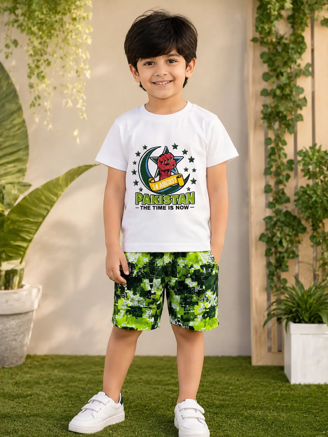 14 August Boy's Printed Shirt And Shorts Set - Image 2