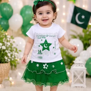 14 August 2 Pcs Girl's Fancy Embroidered Shirt And Skirt Set