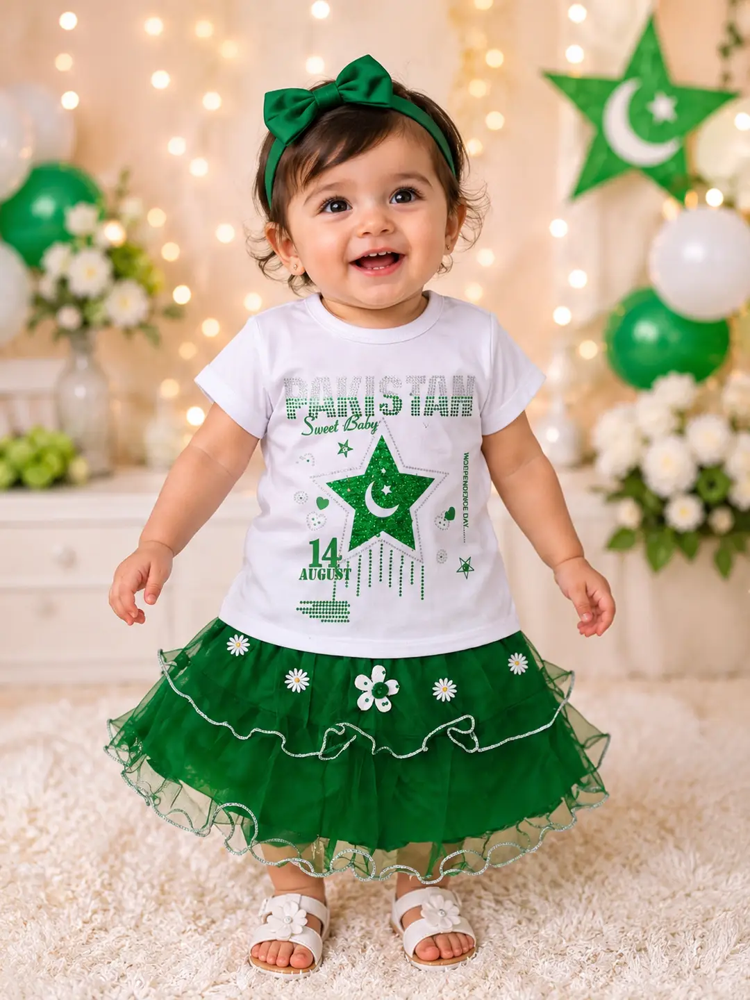14 August 2 Pcs Girl's Fancy Embroidered Shirt And Skirt Set - Image 2