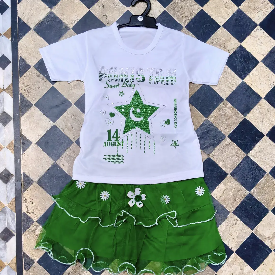 14 August 2 Pcs Girl's Fancy Embroidered Shirt And Skirt Set - Image 3