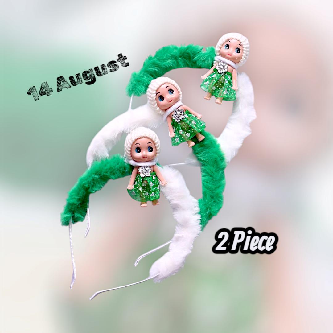 Green Printed Hair Bands for Girls Pack of 2