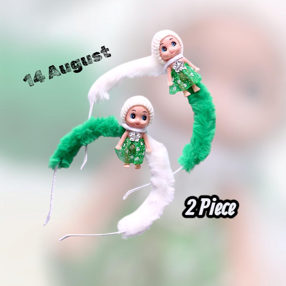 Green Printed Hair Bands for Girls Pack of 2 - Image 2
