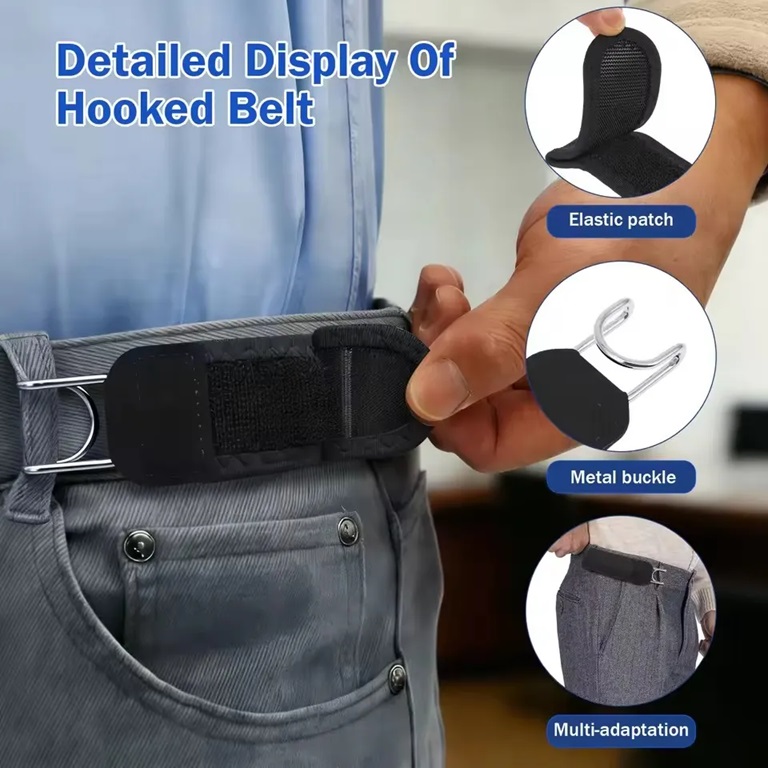 Adjustable Buckleless Elastic Waist Belt With Metal Hooks For Jeans, Dress Pants And Casual Wear - Image 7