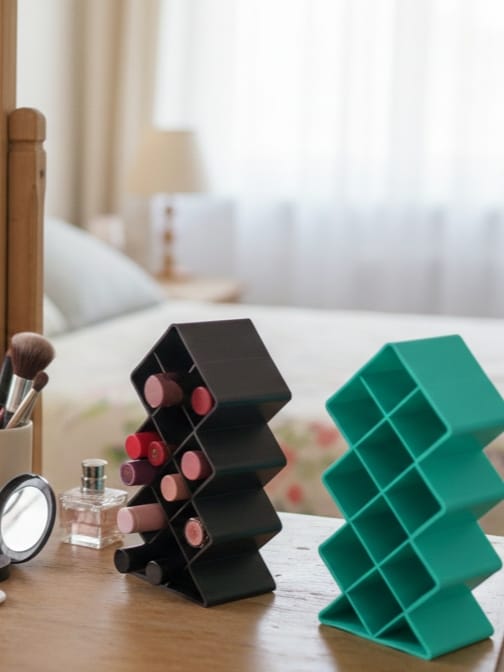 Plastic 10 Grid Lipstick Organizer with Storage Box – Makeup Holder for Lipsticks & Cosmetics - With Box (Random Color) - Image 6