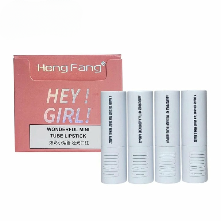 HengFang Hey Girl Mini Velvet Matte Lipstick Set | High Pigment Long-Lasting Lip Color | Pack of 4 Shades - Image 5