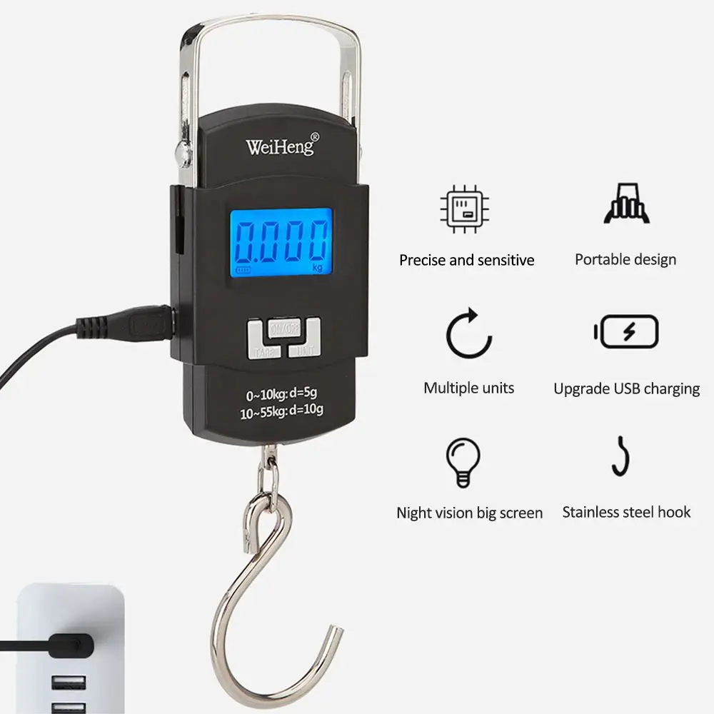 50kg Digital LED Screen Luggage Weight Scale Luggage Weighing Machine Digital Weighing Machine For Luggage Scale Heavy Duty Portable (50kg110lb) Black - Image 7