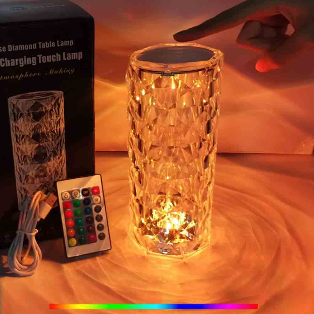 16 Colors Crystal Lamp With Remote | RGB Rose Diamond Table Lamp Rechargeable | Diamond Crystal LED Light Lamp - Image 7