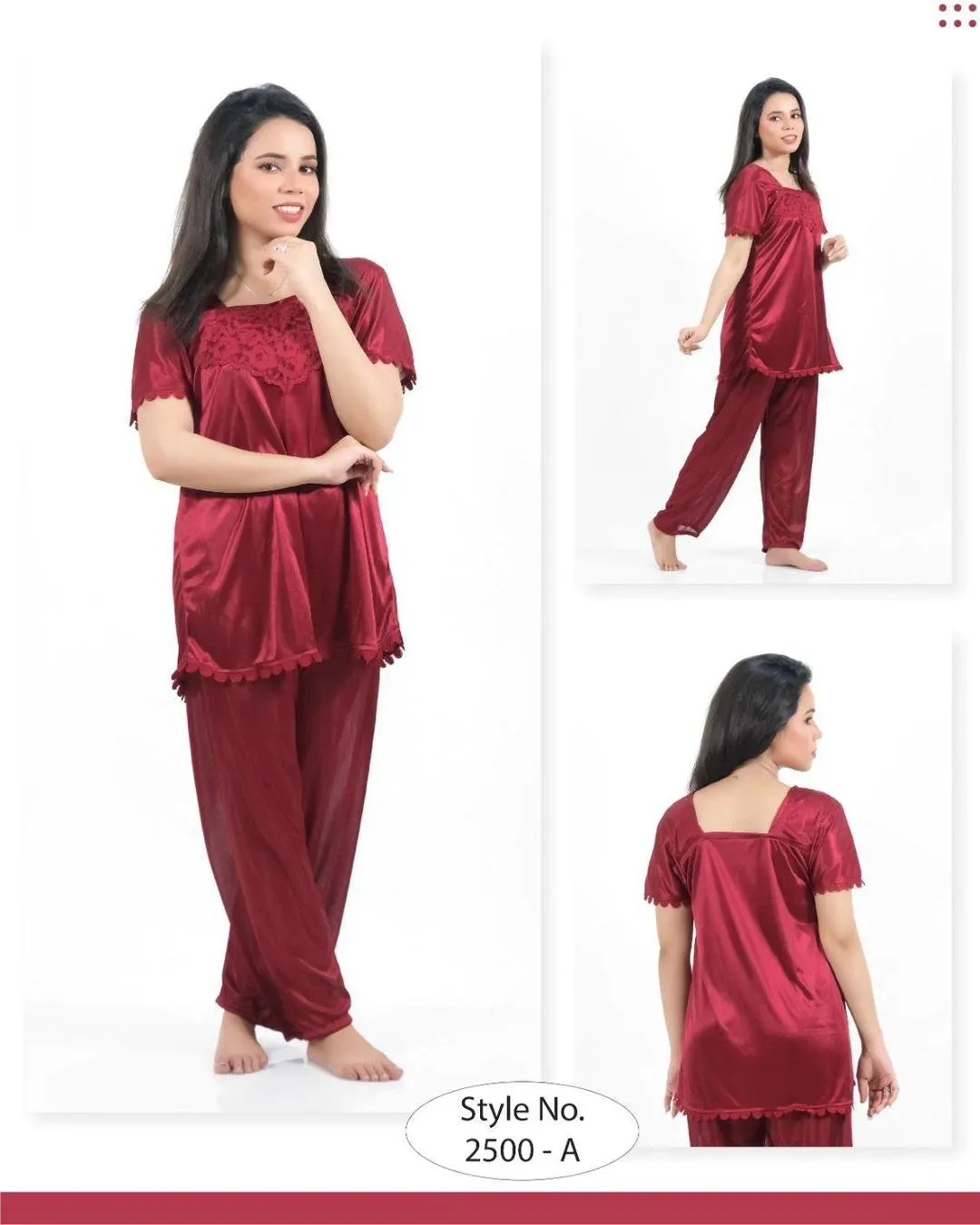 Maroon Silk V-Neck 2-Piece Sleep Set