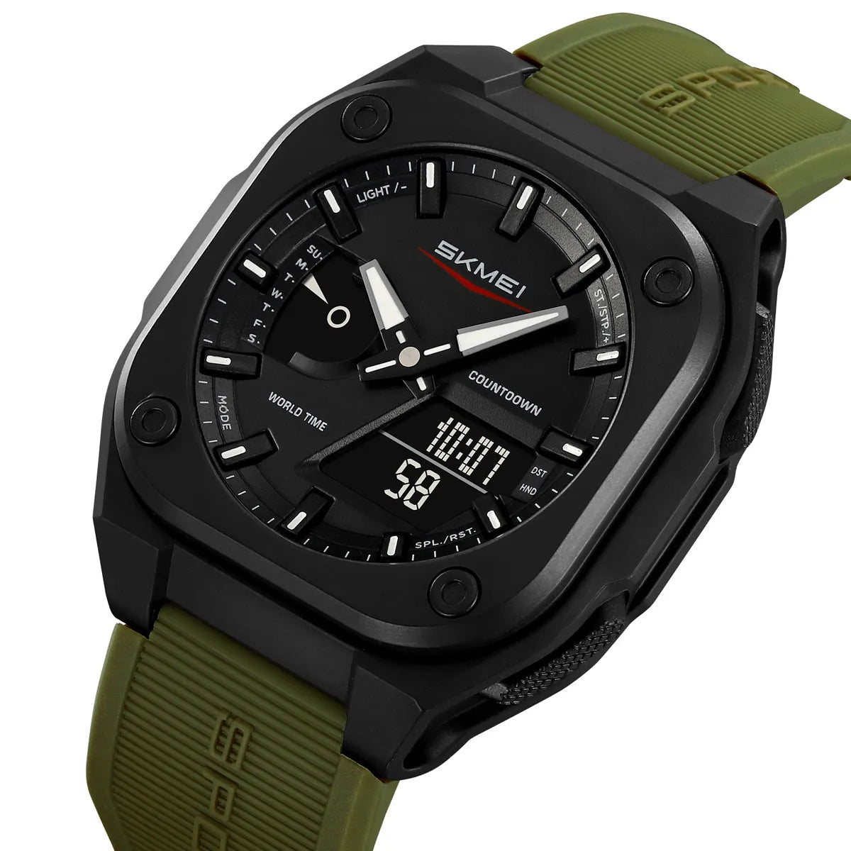 SKMEI Original Men's World Timer Watch – Premium Analog-Digital Sports Chronograph with Heavy-Duty Silicone Strap - Image 4