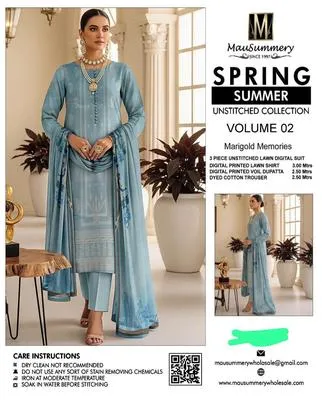 Green Embroidered Lawn 3Pcs Women Suit Set - Image 3