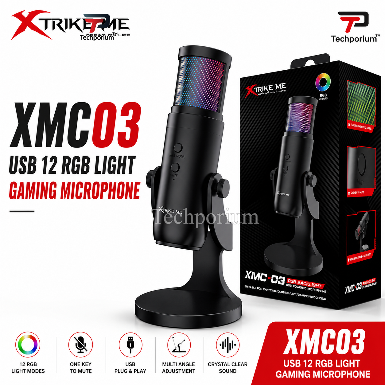 Xtrike Me XMC03 USB Gaming Microphone with RGB Lights