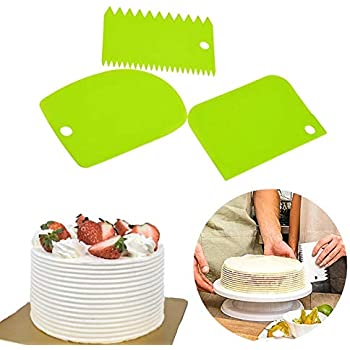 New Amazing 3Pcs/Set Plastic Cake Cream Spatula Dough Knife Cutter Heal Plastic Scraper Baking Pastry Decorating Tools( Random Colour ) - Image 3