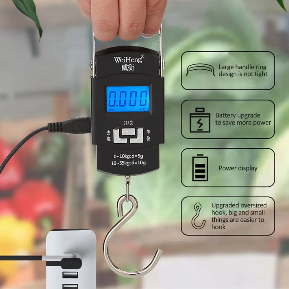 50kg Digital LED Screen Luggage Weight Scale Luggage Weighing Machine Digital Weighing Machine For Luggage Scale Heavy Duty Portable (50kg110lb) Black - Image 6