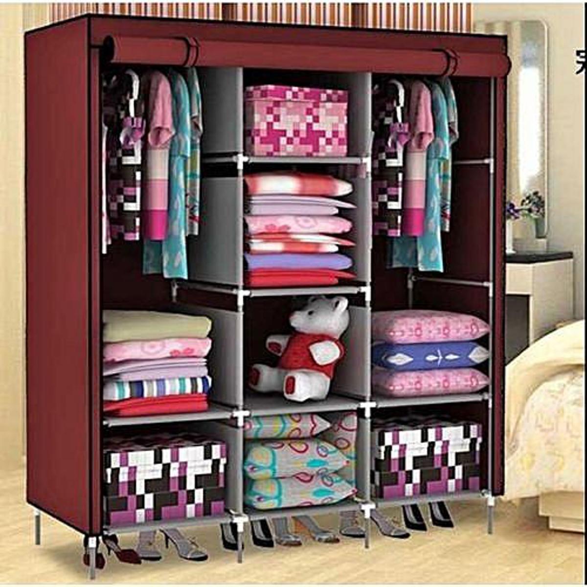 3 Door Fancy & Portable Foldable Closet Wardrobe Storage Organizer with Shelves Foe Multi Purpose - Image 5