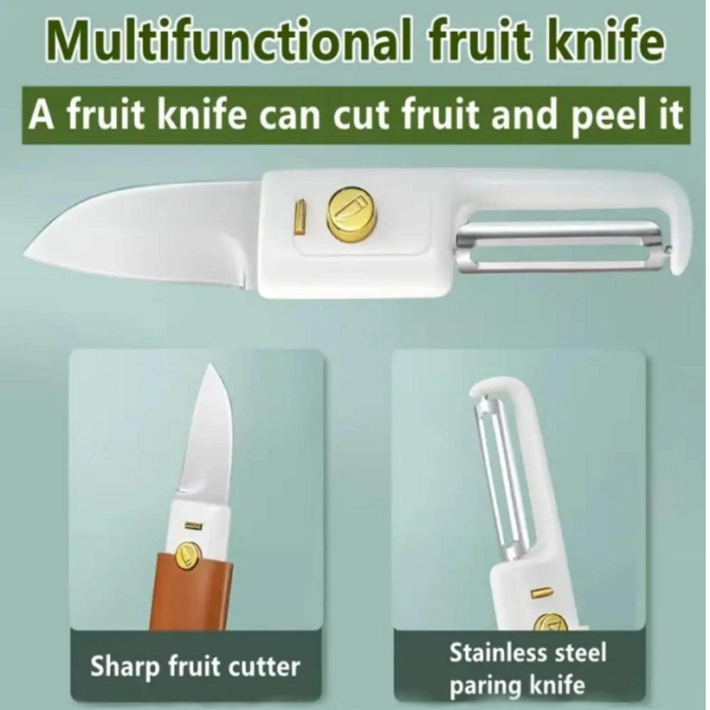 Stainless Steel 2 in 1 Fruit cutting Knife with Peeler For Peeling and Cutting (Random Color) - Image 2