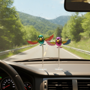 1Pc Birdie Decor Car Mirror Ornament – Flying Bird with Flapping Wings, Easy Installation Dashboard & Handlebar Decor (Random Color)