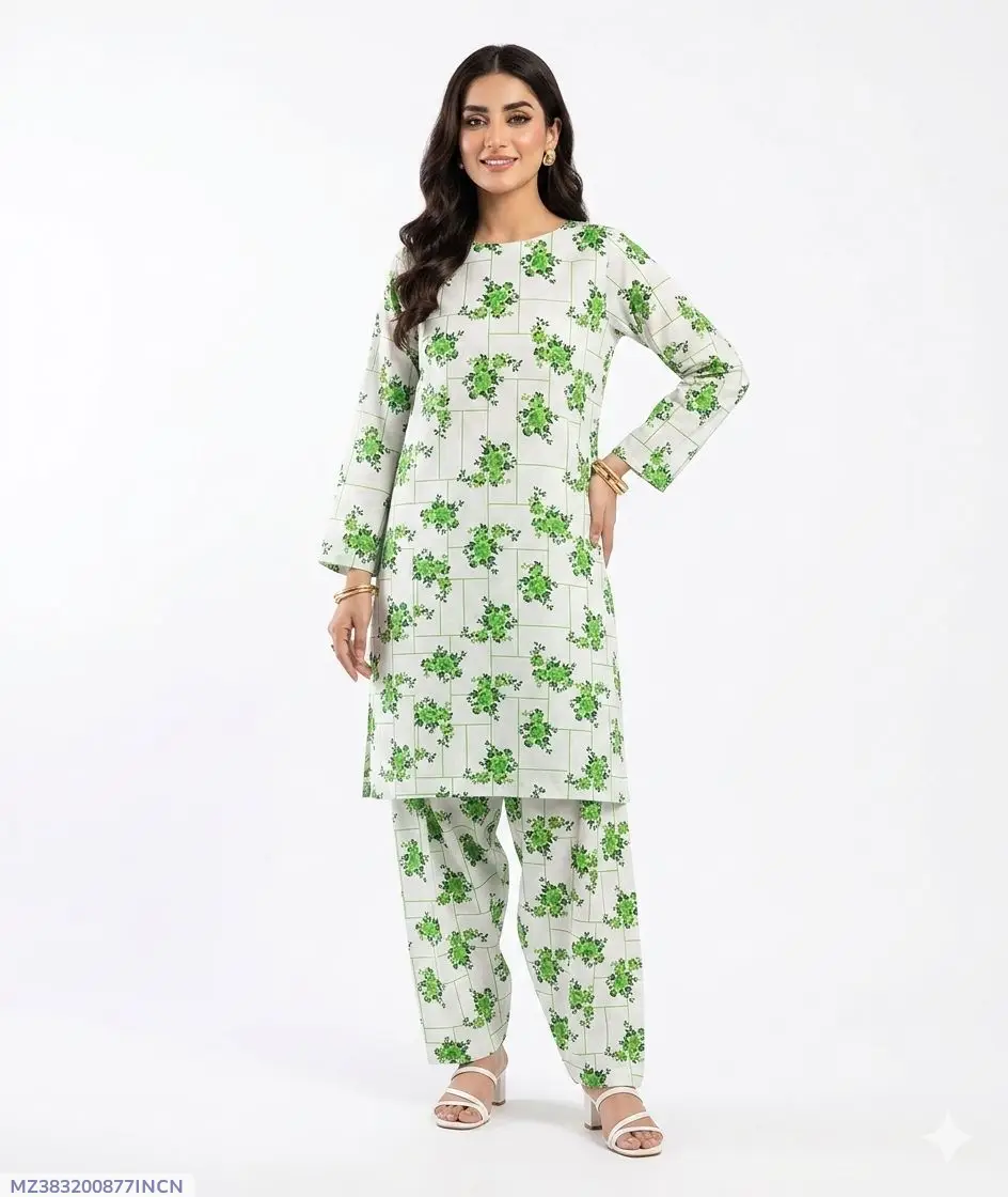 2 Pcs Women's Unstitched Printed Suit