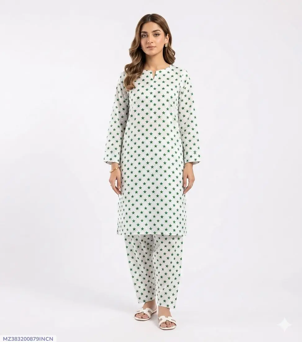 2 Pcs Women's Unstitched Printed Suit
