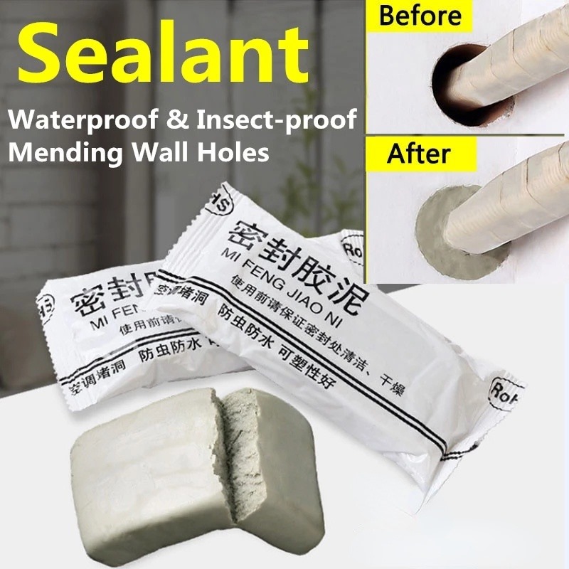 Wall Hole Sealant Strong Adhesive Sealant Clay Air Conditioning Hole Repair Cream Mud - Sealant Mud, Clay Repair Glue Pipe Sealing Fireproof Caulking Repair Mud Hole, Hole Filler - 01 PCs - Image 2