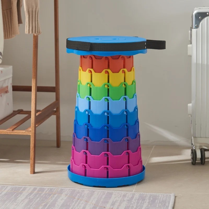 Portable Telescopic Stool Lightweight Collapsible Folding Seat For Camping Fishing Hiking And Outdoor Activities With Adjustable Height (Random Color) - Image 3