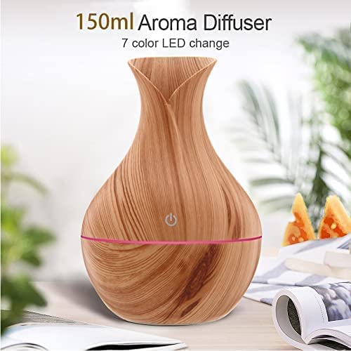 MMTS Mini Ultrasonic USB Wood Grain Air Humidifier with LED Night Light - Image 2