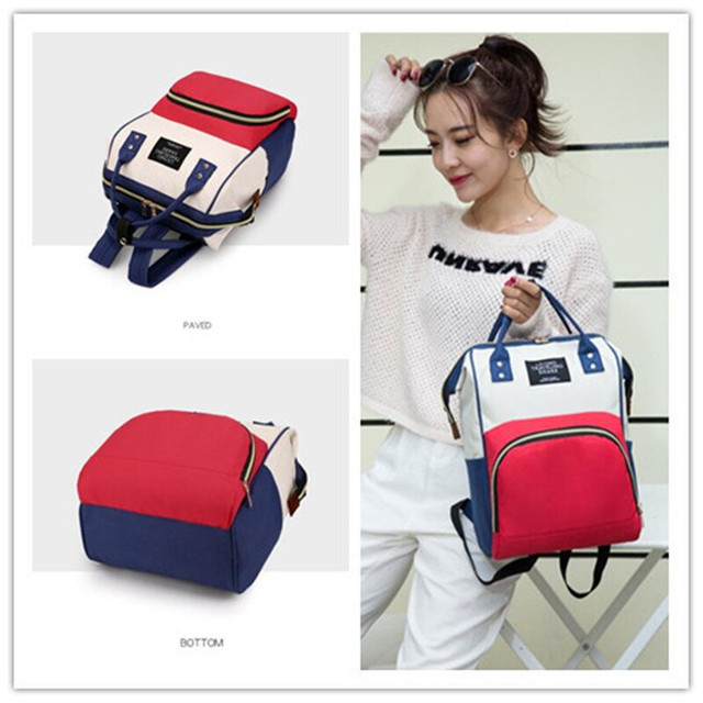 Large Capacity Mummy Bag Multi-function Waterproof Outdoor Women Backpack Nursing Bag for Baby Care - Blue - Image 7