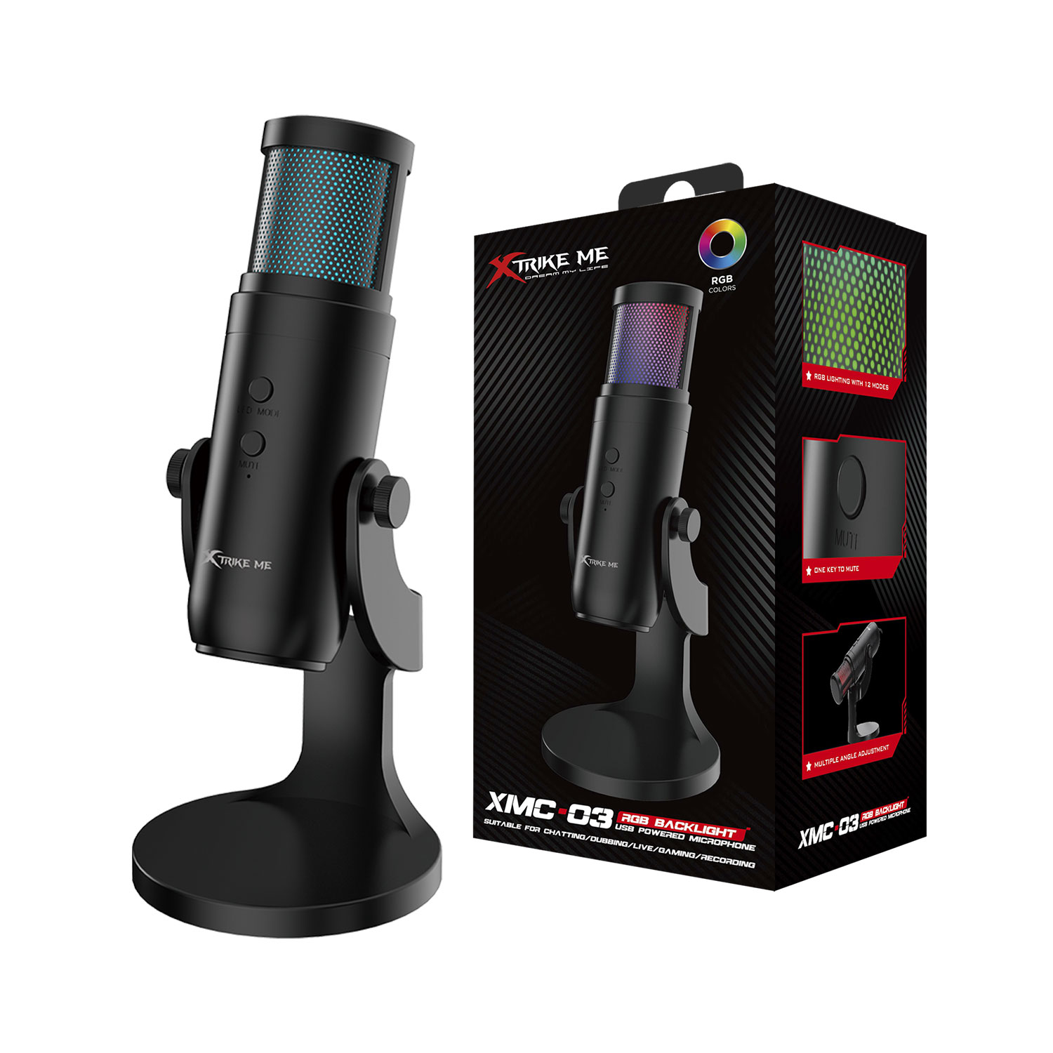 Xtrike Me XMC03 USB Gaming Microphone with RGB Lights - Image 7