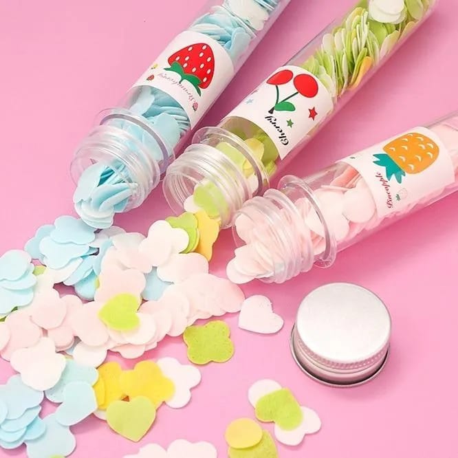 100 Pcs Disposable Flower Paper Soap With Portable Tube Multi Color Travel Sheets For Hand Washing And Outdoor Use Premium Quality (Random Color) - Image 5