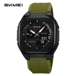 SKMEI Original Men's World Timer Watch – Premium Analog-Digital Sports Chronograph with Heavy-Duty Silicone Strap